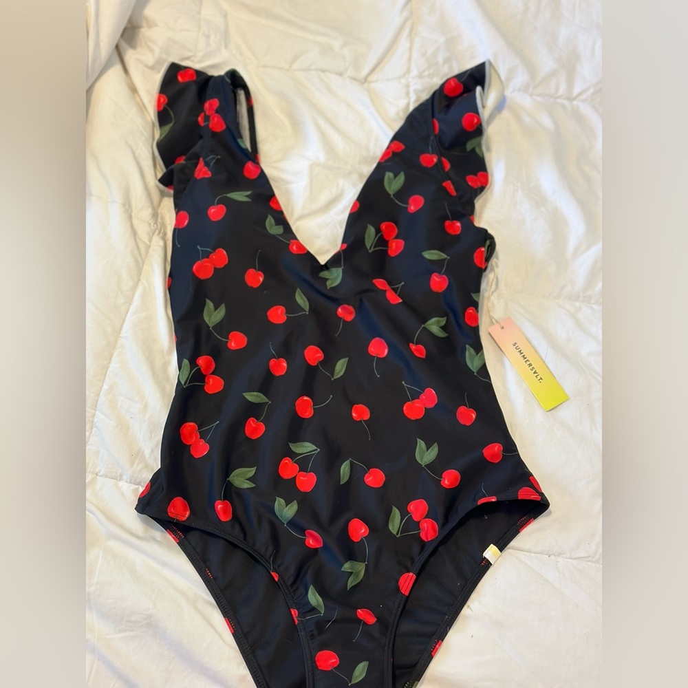 Summersault cherry one piece with ruffle sleeves, size 4 never worn